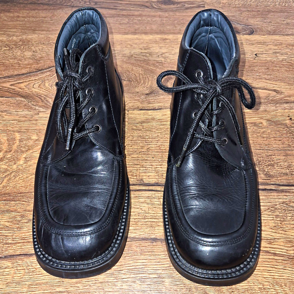 Vintage Florsheim 60770 Black Leather Moc Toe Chukka Boots Mens 11 M Made Italy